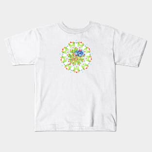 Maine Blueberry Red Gingham Mandala Kids T-Shirt